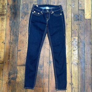 Vintage True Religion Skinny Jeans Woman's 29x28 Dark Blue‎